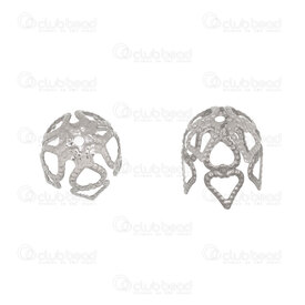 1720-2810-08 - Stainless Steel 304 Bead Cap Round With Hearts 8mm Natural Hole 1mm 100pcs 1720-2810-08,Findings,Bead caps,Stainless Steel 304,Bead Cap,With Hearts,Round,8MM,Grey,Natural,Metal,Hole 1mm,100pcs,China,montreal, quebec, canada, beads, wholesale