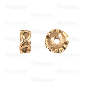 1720-2864-08GL - Stainless Steel 304 Spacer Bead Rondelle 4x8mm Fancy Design 2mm Hole Gold Plated 4pcs 1720-2864-08GL,montreal, quebec, canada, beads, wholesale