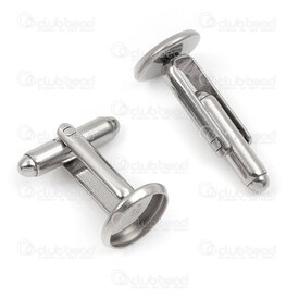 1720-3000-004 - Stainless Steel 304 Bezel Cup Cufflink 10mm Round Natural 6pcs 1720-3000-004,Findings,montreal, quebec, canada, beads, wholesale