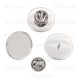 1720-3006-20 - Acier Inoxydable Broche Support pour Cabochon Rond 20mm Naturel 10Ensembles 1720-3006-20,stainless steel bezel,montreal, quebec, canada, beads, wholesale