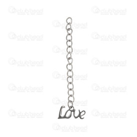 1720-3010 - Stainless Steel 304 Chain Extender 60x3mm Natural With Charm 9x12mm Love 10pcs 1720-3010,Findings,Extension chains,Natural,Stainless Steel 304,Chain Extender,60x3mm,Grey,Natural,Metal,With Charm 9x12mm Love,10pcs,China,montreal, quebec, canada, beads, wholesale