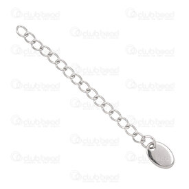 1720-3011-10 - Stainless Steel 304 Chain Extender 60x3mm Natural With Charm 10x6mm Oval 10pcs 1720-3011-10,Chains,Extension,montreal, quebec, canada, beads, wholesale