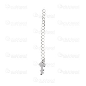 1720-3012 - Stainless Steel 304 Chain Extender 60x3mm Natural With Charm 13x7mm Key 10pcs 1720-3012,Findings,Stainless Steel,60x3mm,Stainless Steel 304,Chain Extender,60x3mm,Grey,Natural,Metal,With Charm 13x7mm Key,10pcs,China,montreal, quebec, canada, beads, wholesale