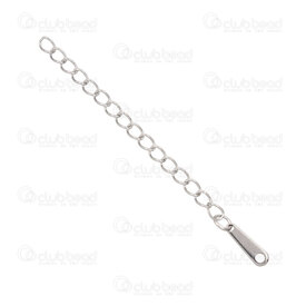 1720-3014 - Stainless Steel Chain Extender 60x3mm with Rectangle Plate 10x3mm Natural 10pcs 1720-3014, Chaine extension,montreal, quebec, canada, beads, wholesale