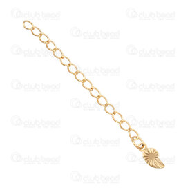 1720-3016-GL - Acier Inoxydable 304 Chaîne de Rallonge 50x2.5mm avec Breloque Coquillage 9x4mm Plaque Or 10pcs 1720-3016-GL,Accessoires de finition,Chaînes d'extension,montreal, quebec, canada, beads, wholesale