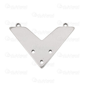 1720-4004 - Stainless Steel Pendant Geometric Triangle shape 19.5x28x1.5mm with 3 hole 1.2mm and 2 loops 1.2mm Natural 20pcs 1720-4004,montreal, quebec, canada, beads, wholesale