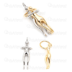 1720-4008-GL - Acier Inoxydable Pendentif Danseurs 37.5x14.5x11.5mm avec Boucle Naturel-Or 1pc 1720-4008-GL,peoples,montreal, quebec, canada, beads, wholesale
