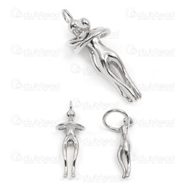 1720-4008 - Stainless Steel Pendant Dancing People 37.5x14.5x11.5mm Natural with loop 1pc 1720-4008,Pendants,montreal, quebec, canada, beads, wholesale