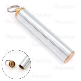 1720-4012 - Stainless Steel Pendant Cylinder 86.5x16mm with Screw On Lid and Split Ring 16mm Natural-Gold 1pc 1720-4012,Stainless Steel,montreal, quebec, canada, beads, wholesale