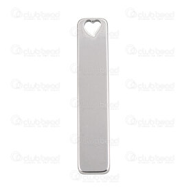 1720-4014-50H - Stainless Steel Pendant Rectangle Plate 50x10x2mm with 4.5mm heart hole Natural 10pcs 1720-4014-50H,Pendants,Stainless Steel,montreal, quebec, canada, beads, wholesale