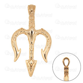 1720-4026-GL - Stainless Steel Pendant Trident 60x33x5mm with Loop Gold Plated 1pc 1720-4026-GL,Trident,montreal, quebec, canada, beads, wholesale