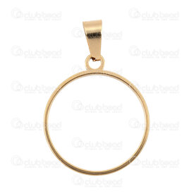 1720-4037-222GL - Acier Inoxydable 304 Pendentif Anneau forme Cercle 25x22x2mm Diametre Interieur Support 19mm avec Beliere Plaque Or 10pcs 1720-4037-222GL,g,montreal, quebec, canada, beads, wholesale