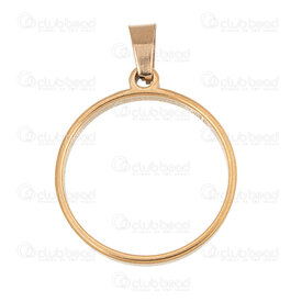 1720-4037-2GL - Acier Inoxydable 304 Pendentif Anneau forme Cercle 28x25x3mm Diametre Interieur Support 22mm avec Beliere Plaque Or 10pcs 1720-4037-2GL,Pendentifs,Acier inoxydable,montreal, quebec, canada, beads, wholesale