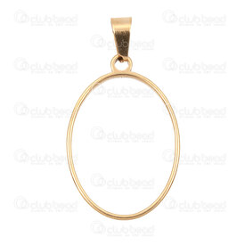 1720-4037-4GL - Stainless Steel 304 Pendant Oval Frame Ring 31.5x21.5x2mm Inner Diameter 25.5x19mm with Bail Gold Plated 10pcs 1720-4037-4GL,(6),montreal, quebec, canada, beads, wholesale