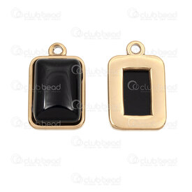 1720-4051-2-2GL - Stainless Steel 304 Pendant Rectangle with Black Obsidian Stone 19x11x6.5mm with Loop Gold Plated 3pcs 1720-4051-2-2GL,boucles  inox,montreal, quebec, canada, beads, wholesale