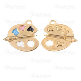 1720-4053-2GL - Stainless Steel 304 Pendant Painting Tools 25.5x27x2mm with Color Filling and Loop Gold Palted 4pcs 1720-4053-2GL,Pendants,Stainless Steel,montreal, quebec, canada, beads, wholesale