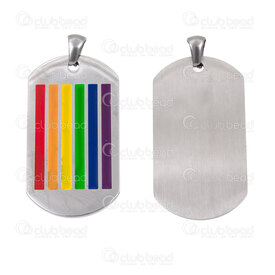 1720-4054 - Acier Inoxydable 304 Pendentif Rectangle 38x21x2mm avec Remplissage Couleur Arc-en-Ciel et Beliere Naturel 1pc 1720-4054,$38.52,montreal, quebec, canada, beads, wholesale