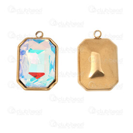 1720-4056-04 - Acier Inoxydable 304 Pendentif Rectangle 18x11.5x6mm avec Pierre du Rhin Cristal AB et Boucle 1.5mm Plaque Or 5pcs 1720-4056-04,Pendentifs,Acier inoxydable,montreal, quebec, canada, beads, wholesale
