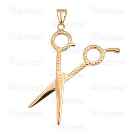 1720-4058-GL - Stainless Steel 304 Pendant Scissor 57x42x2.5mm with Bail Gold Plated 1pc 1720-4058-GL,bélière,montreal, quebec, canada, beads, wholesale