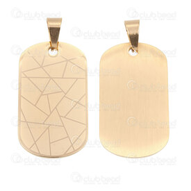 1720-4064-GL - Stainless Steel 304 Pendant Rectangle 38x21.5x2mm with Cracked Design and Bail Gold Plated 1pc 1720-4064-GL,r,montreal, quebec, canada, beads, wholesale