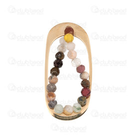 1720-4066-GL - Stainless Steel 304 Pendant Oval Ring 30x14x1mm Hollow with 3mm Facetted Mixed Stone Bead Gold Plated 2pcs 1720-4066-GL,OS,montreal, quebec, canada, beads, wholesale