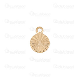 1720-4712-GL - Acier Inoxydable Breloque Rond 8x6x0.8mm Motif Ligne Fantaisie avec Boucle Plaque Or 20pcs 1720-4712-GL,montreal, quebec, canada, beads, wholesale