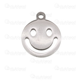 1720-4746 - Acier Inoxydable 304 Breloque Bonhomme Sourire 14x12x1.5mm ave Boucle 1.5mm Polissage Qualite Superieure Naturel 10pcs 1720-4746,montreal, quebec, canada, beads, wholesale