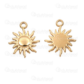 1720-4748-GL - Stainless Steel 304 Charm Sun 16.5x14x2.5mm with Loop Gold Plated 10pcs 1720-4748-GL,Inoxydable,montreal, quebec, canada, beads, wholesale