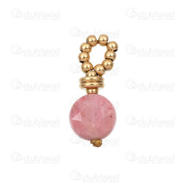 1720-4754-2-2GL - Acier Inoxydable 304 Breloque Rhodonite Naturel 9mm Pastille Facette avec Boucle Tisse Plaque Or 4pcs !QUANTITE LIMITEE! 1720-4754-2-2GL,1720-,montreal, quebec, canada, beads, wholesale