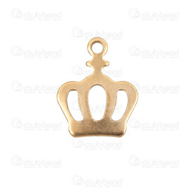 1720-4756-GL - Stainless Steel 304 Charm Crown 13.5x10.5x1mm with Loop Gold Plated 20pcs 1720-4756-GL,C l,montreal, quebec, canada, beads, wholesale