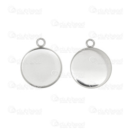 1720-9900-12 - Stainless Steel 304 Bezel Cup Pendant 16mm Natural 1 loop 10pcs 1720-9900-12,16MM,Stainless Steel 304,Bezel Cup Pendant,Round,16MM,Grey,Natural,Metal,1 Loop,10pcs,China,montreal, quebec, canada, beads, wholesale