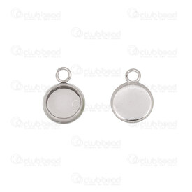 1720-9900-6mm - Stainless Steel 304 Bezel Cup Charm for 6mm Round Cabochon with loop Natural 20pcs 1720-9900-6mm,Findings,Stainless Steel,montreal, quebec, canada, beads, wholesale