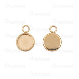 1720-9901-08GL - Stainless Steel 304 Bezel Cup Charm 13.5x9.5x2mm for 8m Round Cabochon with loop Gold Plated 10pcs 1720-9901-08GL,=e,montreal, quebec, canada, beads, wholesale