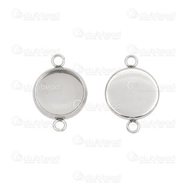 1720-9902-10 - Stainless Steel 304 Bezel Cup Link 10mm Natural 2 Loops 10pcs 1720-9902-10,Cabochons,Stainless Steel 304,Bezel Cup Link,Round,10mm,Grey,Natural,Metal,2 Loops,10pcs,China,montreal, quebec, canada, beads, wholesale