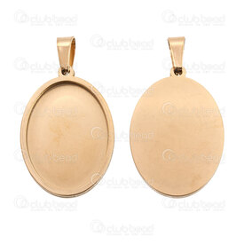 1720-9903-18GL - Acier Inoxydable 304 Pendentif Oval 30.5x20.5mm Support pour Cabochon 18x25mm avec Beliere Plaque Or 5pcs 1720-9903-18GL,Cabochons,Bézel - Supports à cabochons,Pendentifs et breloques,montreal, quebec, canada, beads, wholesale