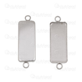 1720-9904-252 - Stainless Steel 304 Bezel Cup Link 10x25mm Rounded Rectangle Natural With 2 Loops 10pcs 1720-9904-252,Findings,Bezel - Cabochon Settings,Links,Stainless Steel 304,Bezel Cup Link,Rounded Rectangle,10X25MM,Grey,Natural,Metal,With 2 Loops,10pcs,China,montreal, quebec, canada, beads, wholesale