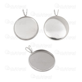 1720-990V-20mm - Stainless Steel 304 Bezel Cup Pendant 20mm Round Natural With V Shape Double Loop 10pcs 1720-990V-20mm,Cabochons,20MM,Stainless Steel 304,Bezel Cup Pendant,Round,20MM,Grey,Natural,Metal,With V Shape Double Loop,10pcs,China,montreal, quebec, canada, beads, wholesale
