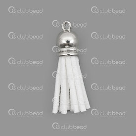 1721-0011-02 - Suede Tassel with Plastic Cap White 40mm 10pcs 1721-0011-02,Tassels and Pom Poms,10pcs,Tassel with Plastic Cap,Suede,White,40mm,10pcs,China,montreal, quebec, canada, beads, wholesale