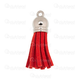 1721-0011-14 - Pampille avec Embout de Plastique Suède Rouge Vif 40mm 10pcs 1721-0011-14,Pampilles et Pompons,Suède,Tassel with Plastic Cap,Suède,Vivid Red,40mm,10pcs,Chine,montreal, quebec, canada, beads, wholesale