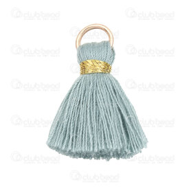 1721-0028-2004 - Cotton Tassel Light Teal with gold knot 20mm with gold jump ring 6mm 20pcs 1721-0028-2004,Tassels and Pom Poms,Cotton,montreal, quebec, canada, beads, wholesale