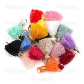 1721-0028-20MIX - Cotton Tassel Assorted Color with gold knot 20mm with gold jump ring 6mm 20pcs 1721-0028-20MIX,Tassels and Pom Poms,Cotton,montreal, quebec, canada, beads, wholesale