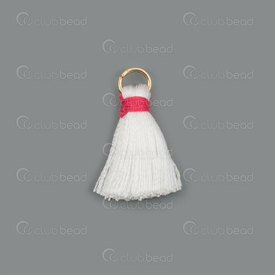 1721-0030-0208 - Ice Silk Tassel white with fushia knot and gold jump ring 2.0cm 20pcs 1721-0030-0208,Tassels and Pom Poms,Silk Threads,montreal, quebec, canada, beads, wholesale