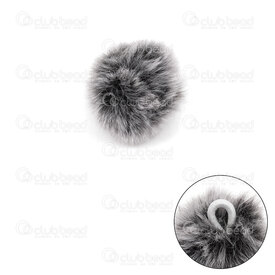 1721-1004-24 - Fur Imitation Pom Pom 4cm Snowy Black 10pcs 1721-1004-24,Pompon,montreal, quebec, canada, beads, wholesale
