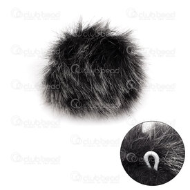 1721-1012-24 - Fur Imitation Pom Pom 12cm Snowy Black 1pc 1721-1012-24,Tassels and Pom Poms,montreal, quebec, canada, beads, wholesale