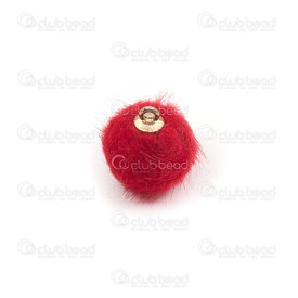 1721-1114-22 - Fur Immitation Pom Pom  Charm 14mm Red Round 2mm hole 10pcs 1721-1114-22,montreal, quebec, canada, beads, wholesale