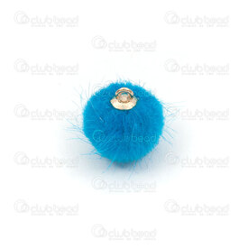 1721-1114-28 - Fur Immitation Pom Pom  Charm 14mm Sky Blue 2mm hole 10pcs 1721-1114-28,montreal, quebec, canada, beads, wholesale
