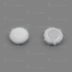 1721-1214-10 - Fur Imitation Pom Pom Cabochon 14mm White Round 20pcs 1721-1214-10,Clearance by Category,Pom Poms and tassels,montreal, quebec, canada, beads, wholesale