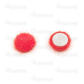 1721-1214-30 - Fur Imitation Pom Pom Cabochon 14mm Coral Pink Round 20pcs 1721-1214-30,Corail,montreal, quebec, canada, beads, wholesale