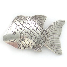 *1753-1644 - Thai Silver Bead Fish 38X23MM 1pc India *1753-1644,Beads,Silver,Bead,Metal,Thai Silver,38X23MM,Fish,India,1pc,montreal, quebec, canada, beads, wholesale