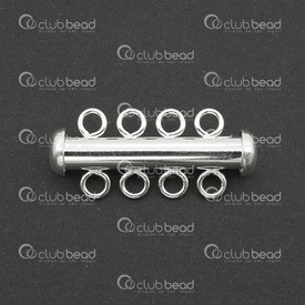 *1754-0032 - Sterling Silver Tube Clasp 4.3X26MM 4 Row 1pc *1754-0032,Findings,Clasps,Slide lock,Sterling Silver,Tube Clasp,4.3X26MM,Grey,Metal,4 Row,1pc,China,montreal, quebec, canada, beads, wholesale